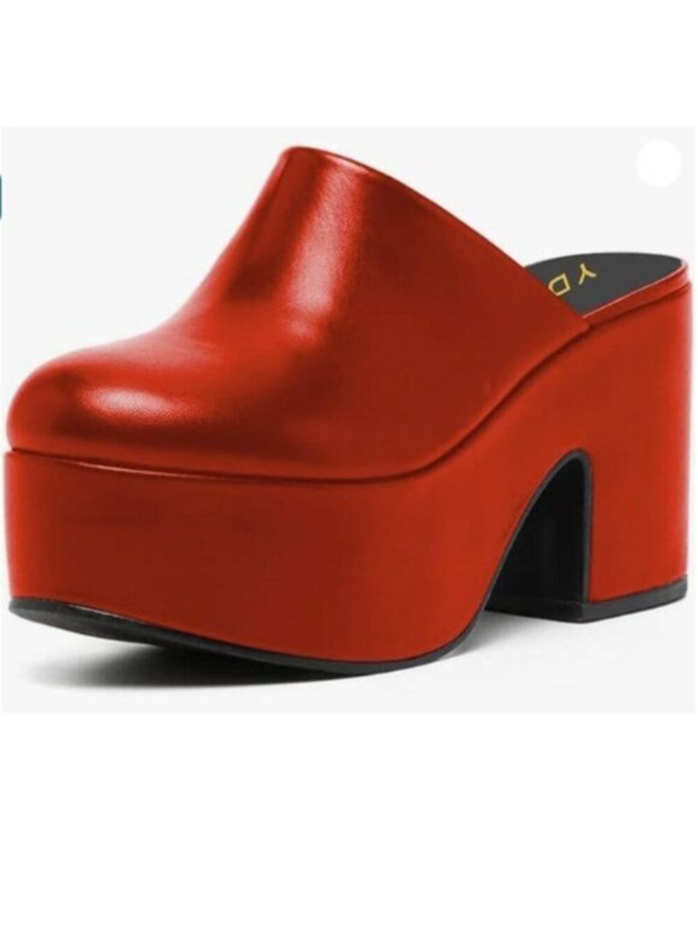 YDN Women Casual Block Heel Mules Cozy Platform Chunky Sandals Closed Toe Red
